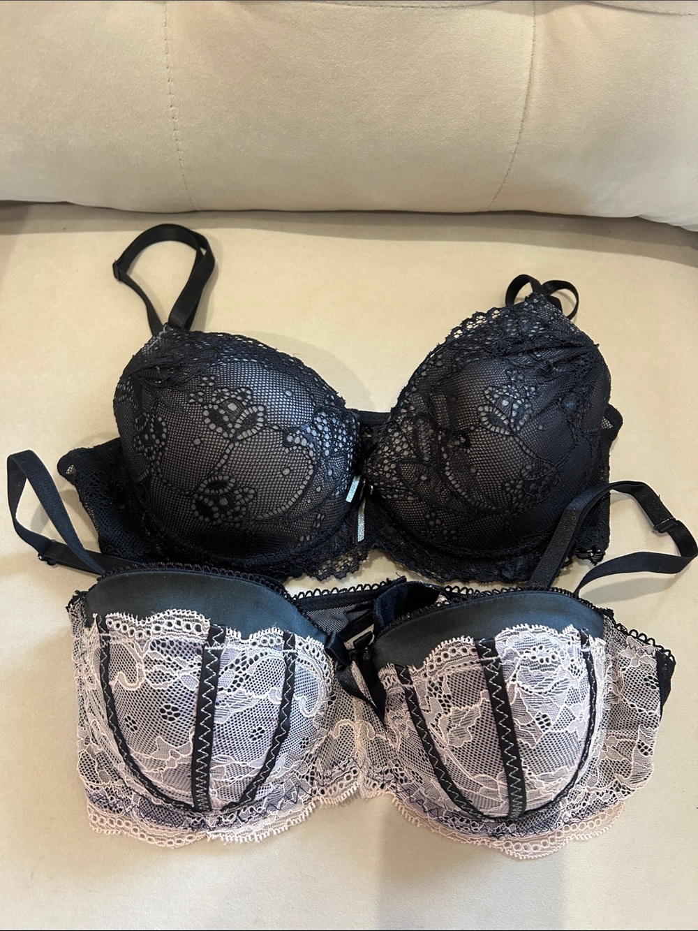 sophie b. Lace Push-Up Bra Set in Black and Blush